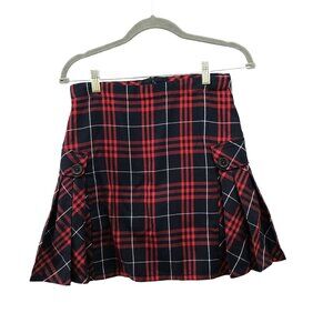 Lands' End Red and Black Plaid Skort